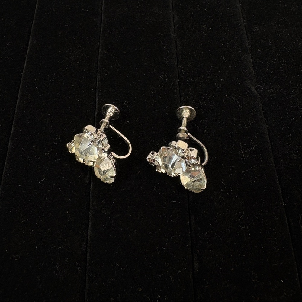 Vintage Crystal Cluster Screw-Back Earrings